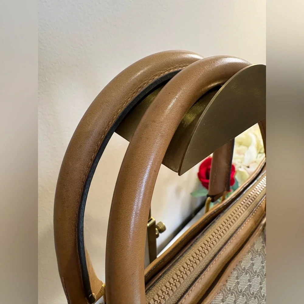 Authentic Vintage Celine Macadam Boston BagTriomphe Canvas Leather Italy Entrupy - Picture 6 of 13